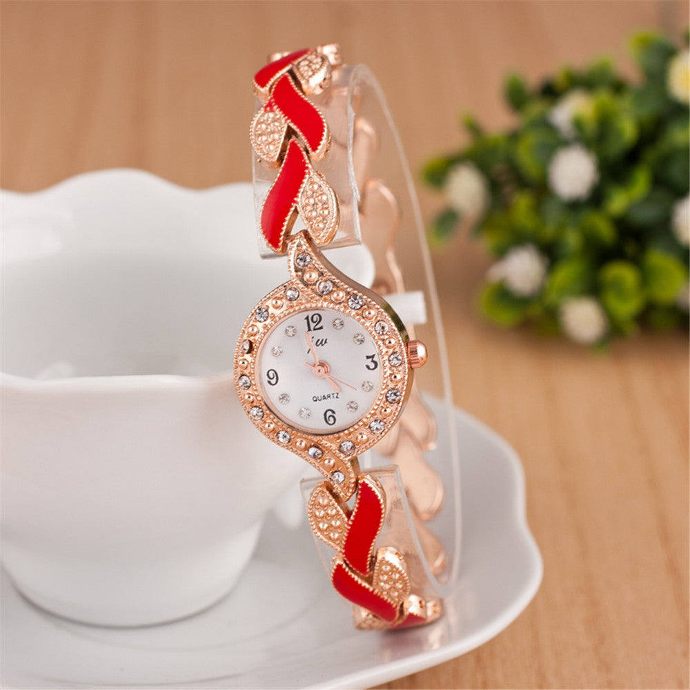 Ladies Leaf Bracelet Quartz Wristwatch